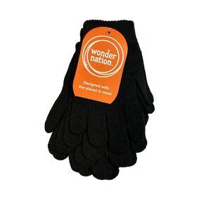 wonder nation kids 3 pack of knitted gloves one size black